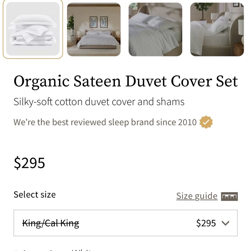 Organic Sateen White Duvet Cover Set